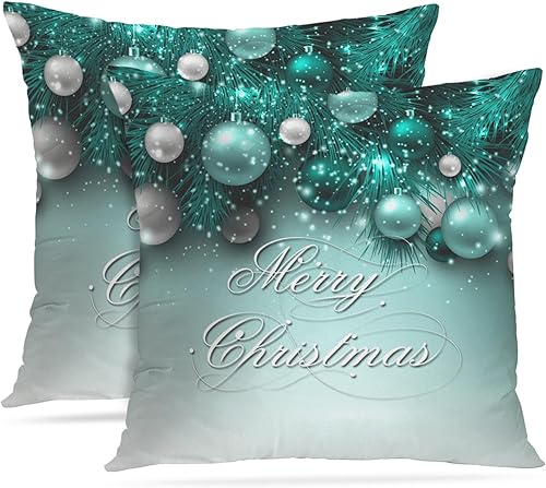Emvency Funda de almohada decorativa azul festiva, Navidad, vacaciones, verde azulado, decoraciĂłn del hogar, funda cuadrada de 16 x 16 pulgadas Emvency Funda de almohada decorativa azul festiva, Navidad, vacaciones, verde azulado, decoraciĂłn del hogar, funda cuadrada de 16 x 16 pulgadas