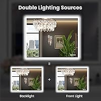 Vista 163 de WTTY LED Bathroom Mirror 32"x32" with Backlit and Front Light,Stepless Dimmable LED Mirror for Bathroom,Anti-Fog Lighted Bathroom Vanity Mirror