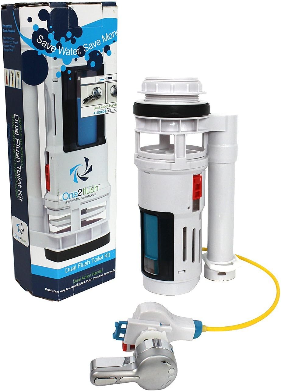 High Efficiency Toilet Kit - One2Flush Conversion Kit Reduces Water Usage By 40% With Unique Dual Flush System