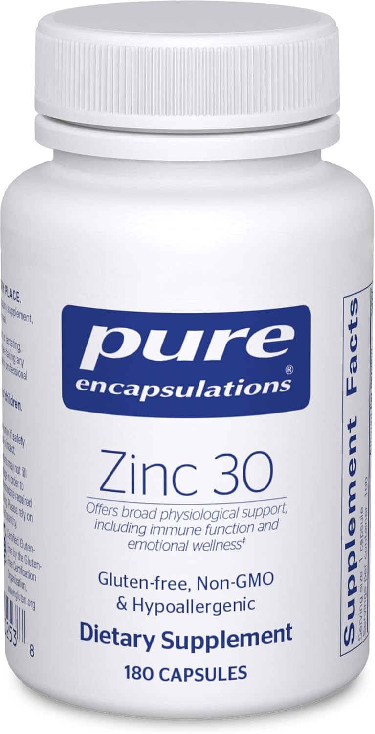 Pure Encapsulations Zinc 30 mg - Supplement for Immune System Support, Growth and Development, and Wound Healing* - with Zinc Picolinate 30 mg - 180 Capsules