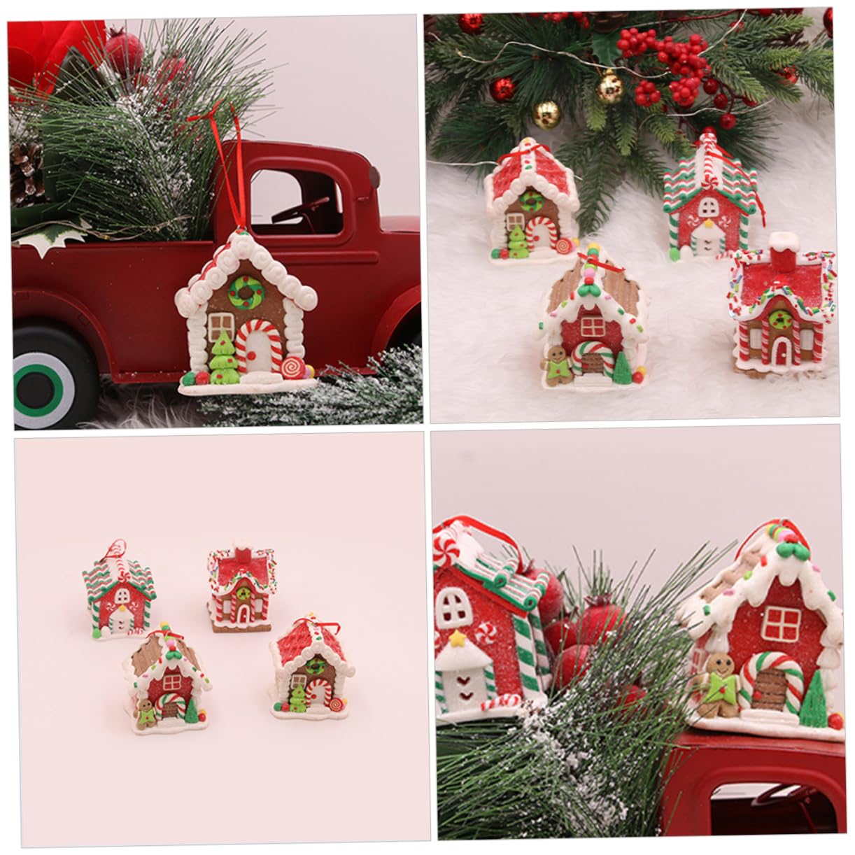 Cabilock 4 Set Set Di Ornamenti Per L'Albero Di Natale Per Le Vacanze Ornamenti Per La Casa Di Pan Di Di Natale Per La Casa Da Tavolo 4 Pezzi 4 pezzi * 4