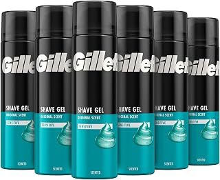 Gillette Classic Gel De Afeitar Para Piel Sensible Para Hombre, Ayuda A Proteger Contra La Irritación Del Afeitado, Fórmula Comfort Glide, 200ml x6