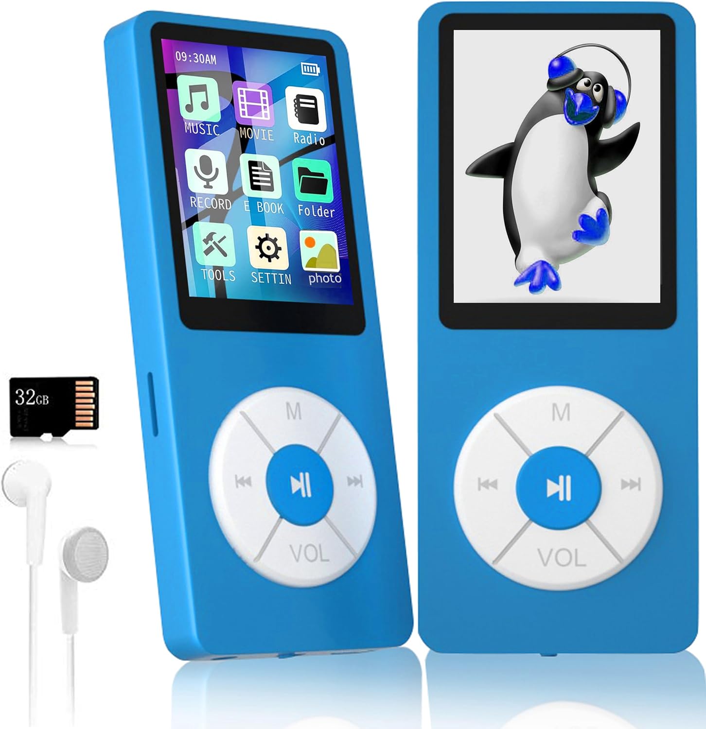 MP3 Player with 32GB TF Card,Built-in HD Speaker,Portable HiFi Music Player with Video/Voice Recorder/FM Radio/Photo Viewer/E-Book Player for Kids (Blue)
