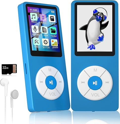 Reproductor de MP3 con tarjeta TF de 32 GB, altavoz HD integrado, reproductor de música portátil de alta fidelidad con videograbadora de vozradio