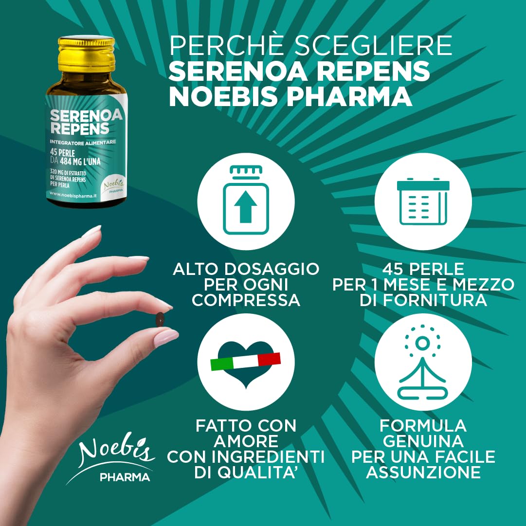 Serenoa Repens 45 Perle Softgels - Estratto 320 mg per Perla - Noebis Pharma (Confezione da 1)