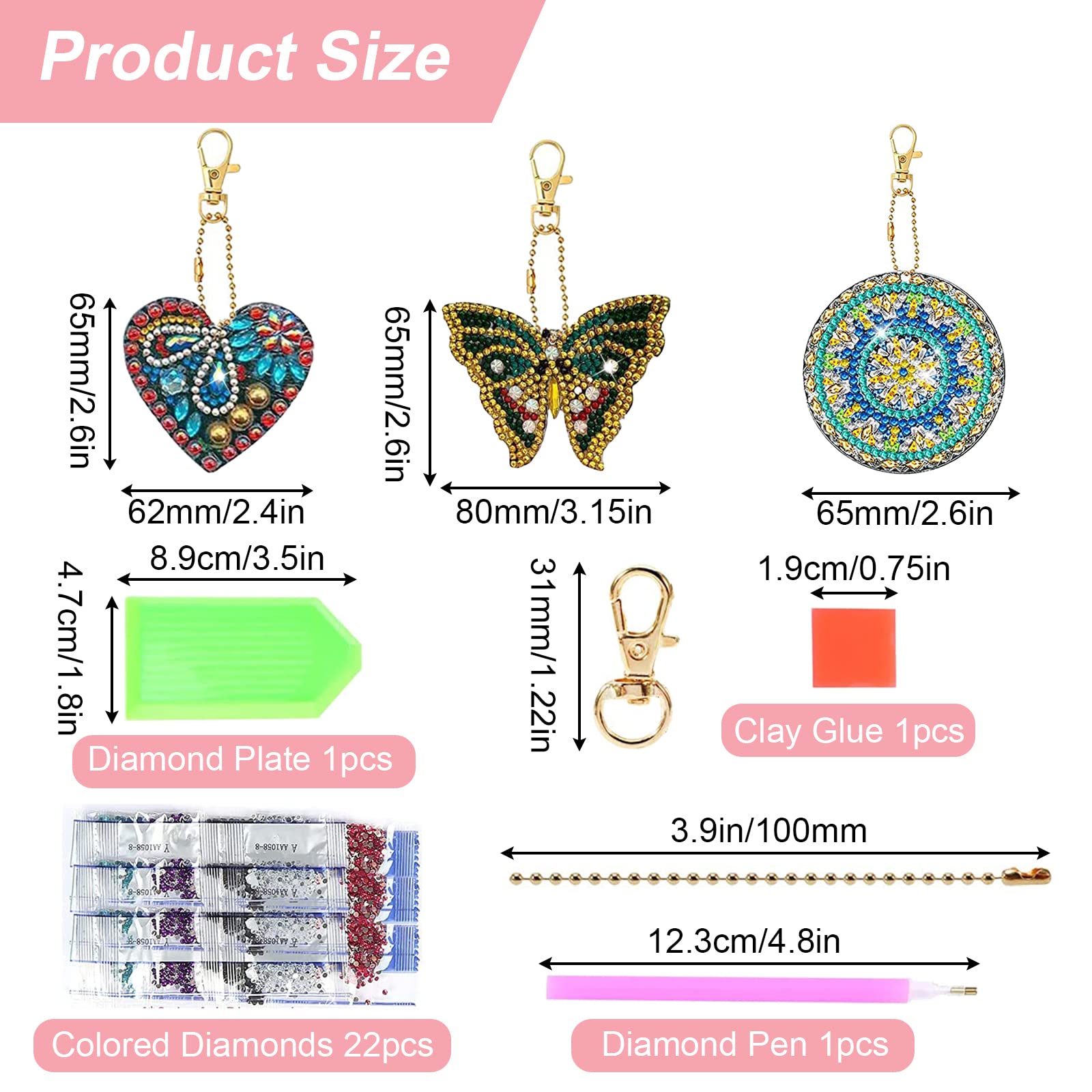 MWOOT 5 Pezzi DIY 5D Portachiavi Pittura Diamante Gnomo Doppia