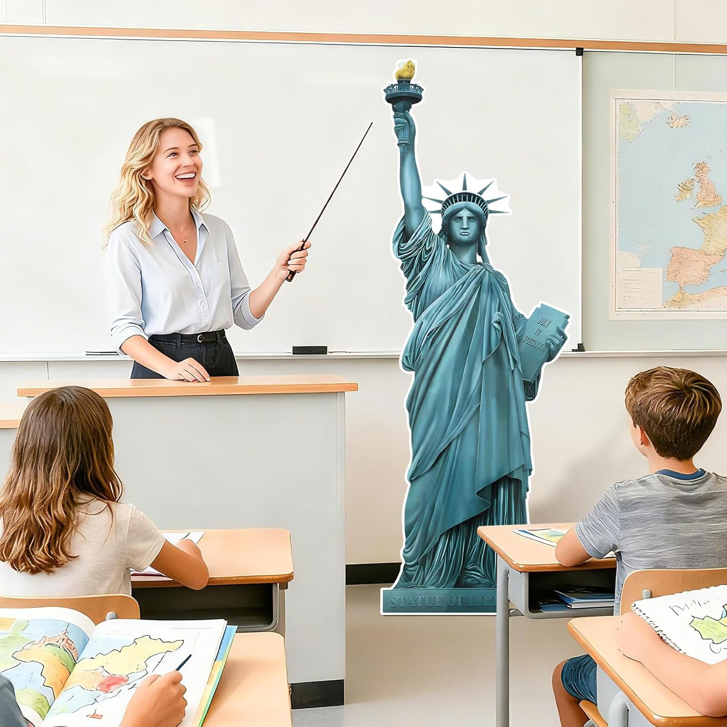 6 Ft Statue of Liberty Cardboard Cutout 250th Anniversary Decoration Cutout Life-Size Patriotic New York City Themed Photo Booth Prop for Patriot Day Veterans Labor Day Party Decoration