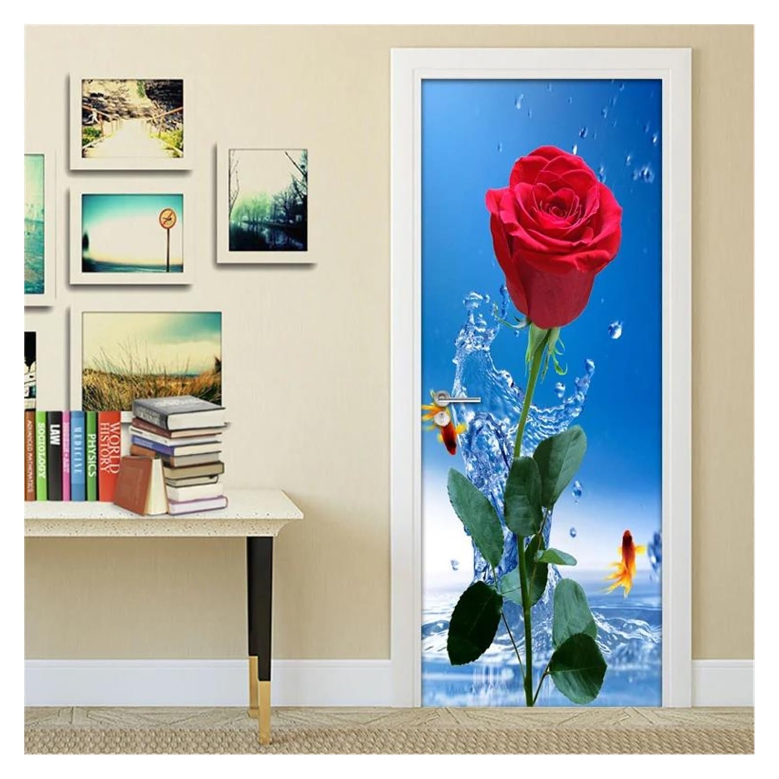 Autocollant mural en PVC imperméable et trompe l'oeil 3D pour porte