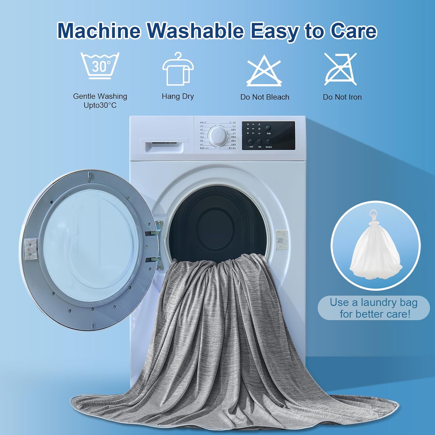 KMUSET Cooling Blanket Queen Size (90"x90"), Double Sided Summer Cooling Blankets for Hot Sleepers & Night Sweats, Soft Lightweight Blanket for Sofa Bed Couch, House Warming Gifts New Home Light Grey