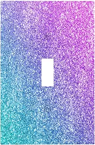 Decorative Switch Plate Covers Gillter Purple Pink Blue Gradient Sparkle 1 Gang Light Switch Cover Plate Single Toggle Wall Plate Outlet Covers Wall Plate Faceplate for Bedroom Home Decor