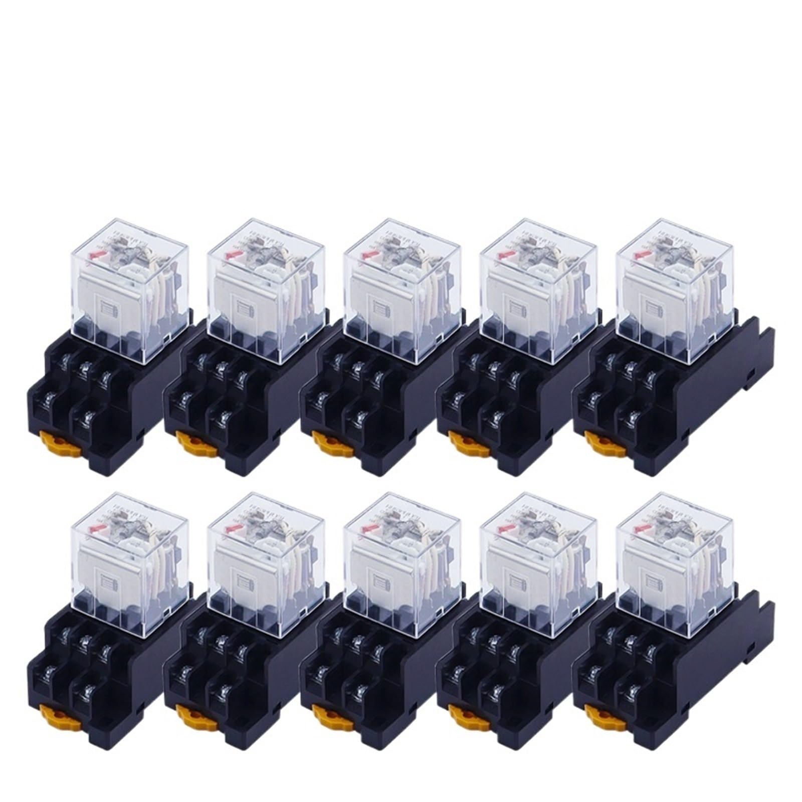 10 piezas LY3NJ HH63P Relé intermedio 10A Relé microelectromagnético ACDC12V24V AC110V 220V 380V con base de zócalo de 11 pines PTF11A(AC12V)