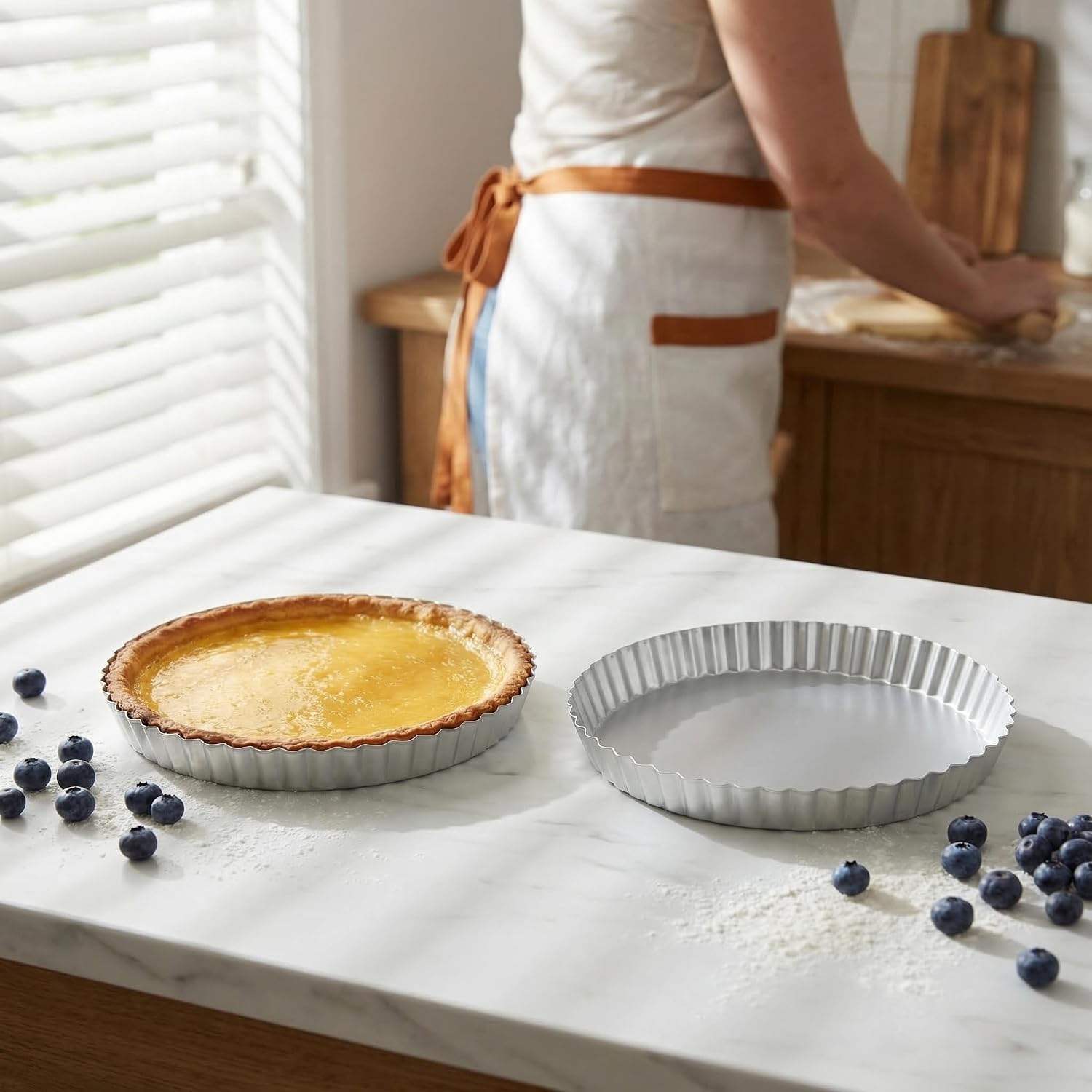 9 Inch Tart Pan with Removable Bottom, Set of 2