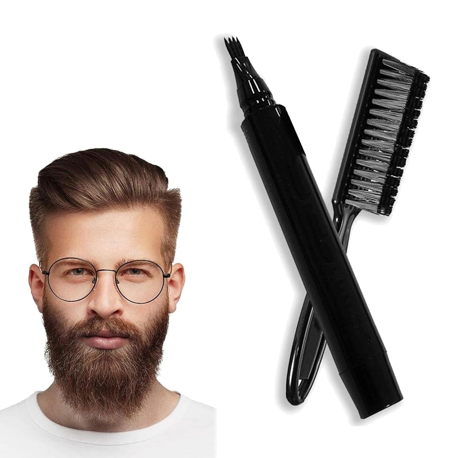 yonasu Unisex 4-Point Multipurpose Pen, Beard Pencil Filler for Men, Unisex 4-Point Multipurpose Pen New Beard Pencil Filler, Beard Pencil Filler, Waterproof Beard Pen, New 4-Prong Beard Pen