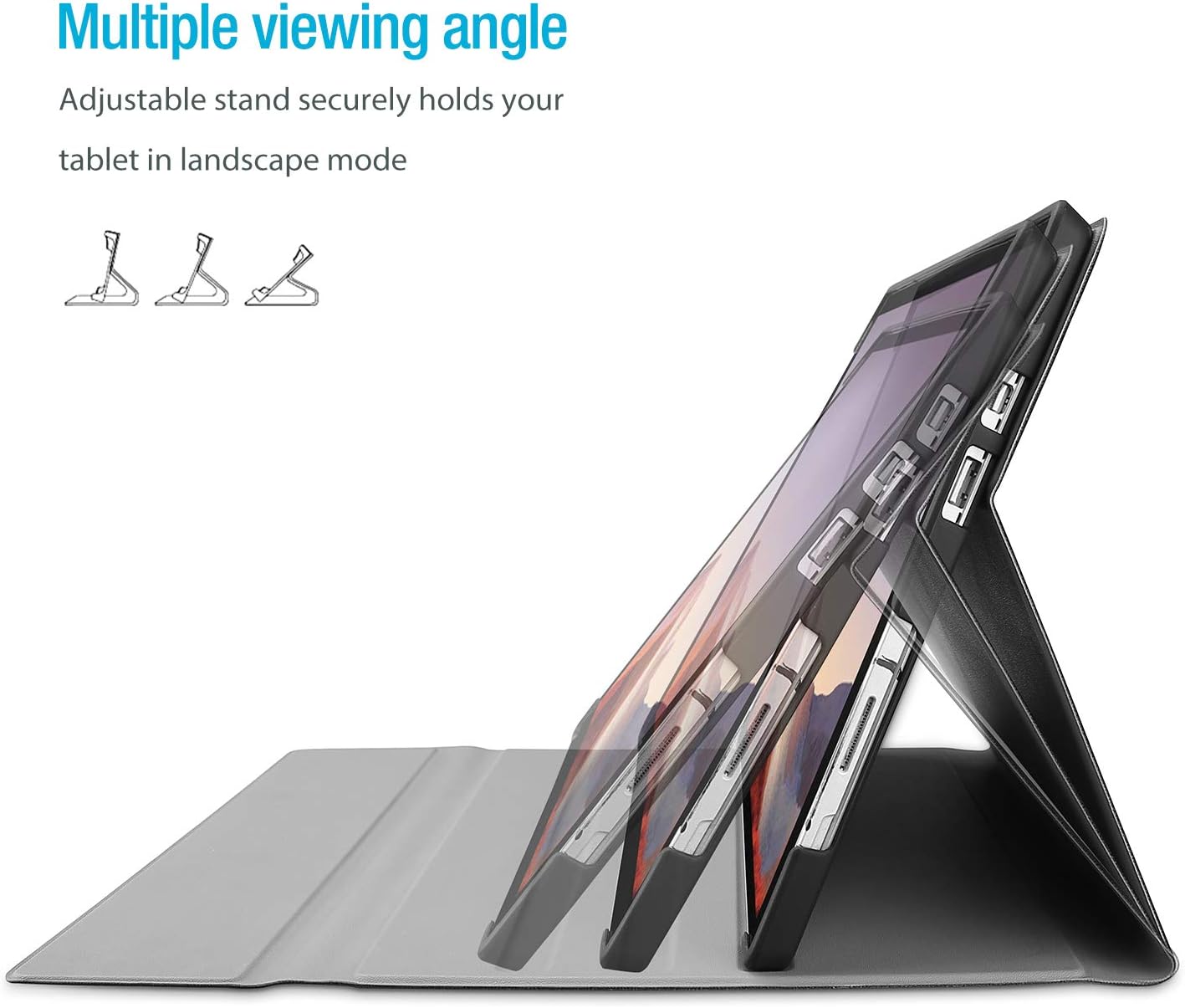 ProCase Keyboard Case showing multiple viewing కోణాలు