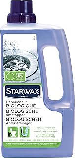 STARWAX - Déboucheur Biologique pour WC et Canalisations - Sans soude - Sans acide - Idéal écoulement lent - Compatible broyeurs et fosses septiques - Action biologique - 1L