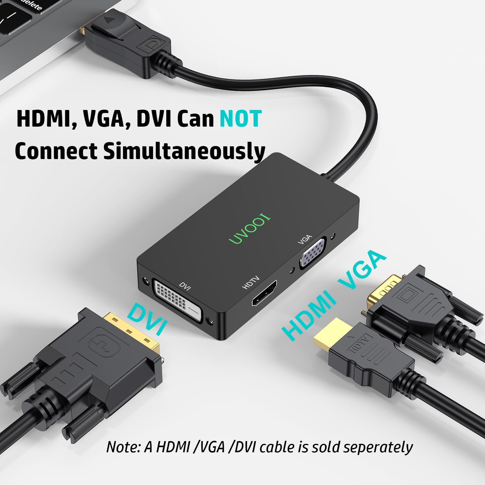 Adaptateur DisplayPort Vers VGA DVI HDTV 3 En 1 - 1080p, Plug And Play, Pour PC, TV, Projecteur