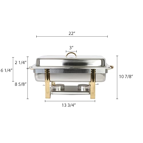 Miniatura 2 de Thunder Group SLRCF0833GH Chafer, 8 cuartos de galón, de tamaño completo, oblongo, bandeja de agua antigoteo, tapa para despegar, portacombustible y
