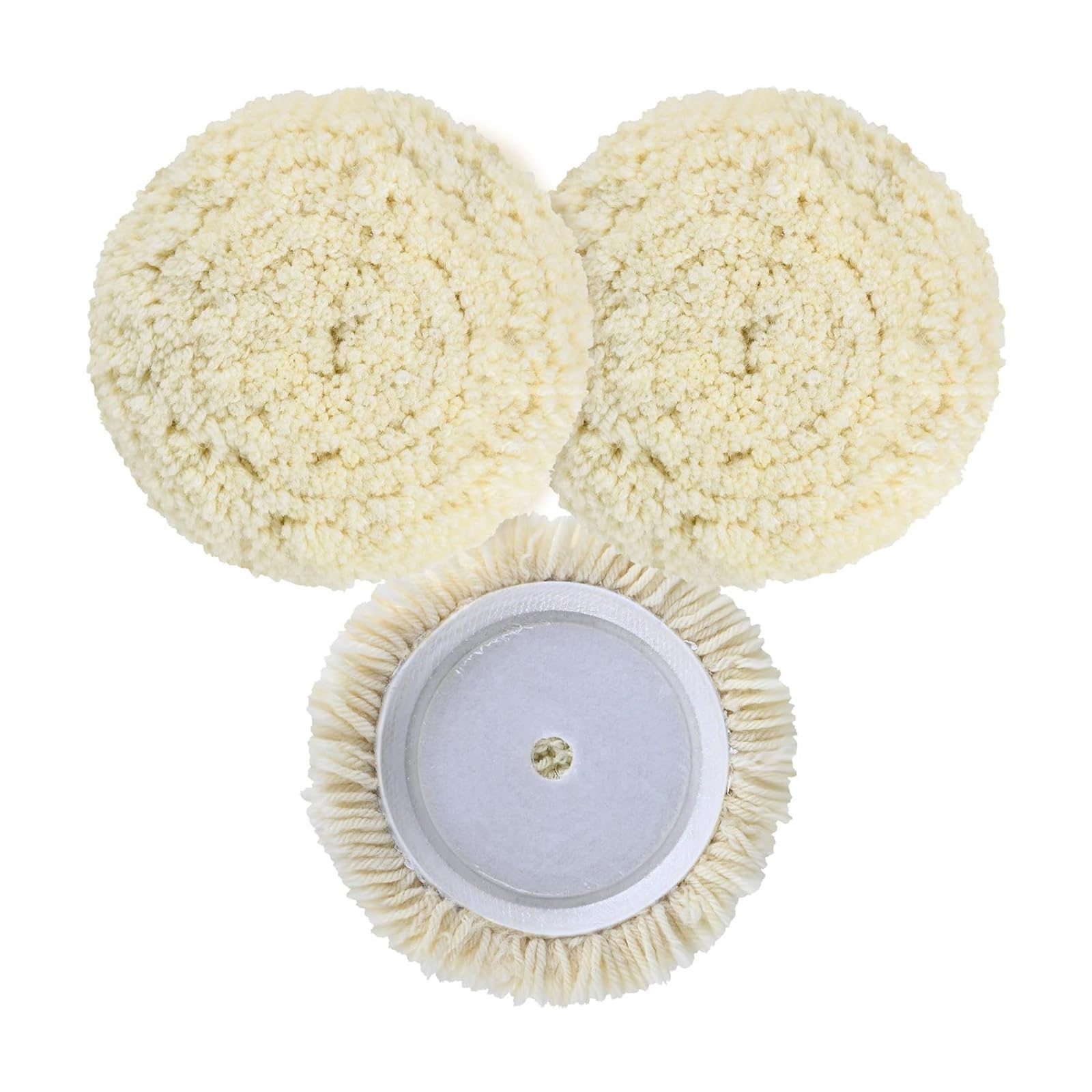 Nvoqilin 5/6 / 7Inch Wool Polishing Pad Drill Buffer Attachment Soft Buffing Pad For Scratch Removal And Gloss Enhancement Wool Buffing