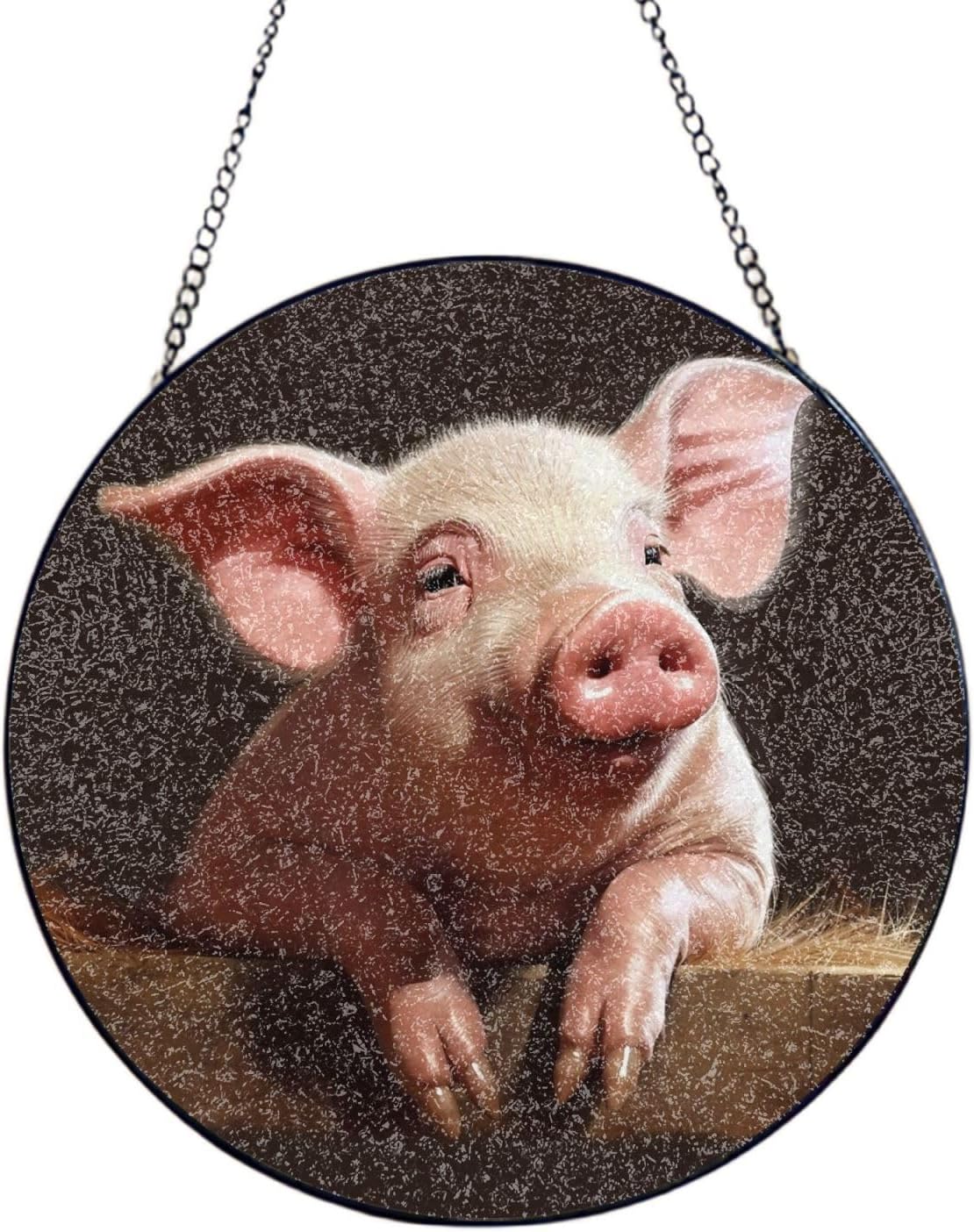 Stained Glass Window Hanging 6in（15cm）, Foolish Cute Animal Glass Suncatcher for Home Decor, Indoor Wall Art Glass Panel with Metal Chain and Hooks, Sun Catcher Ornament Birthday Gifts