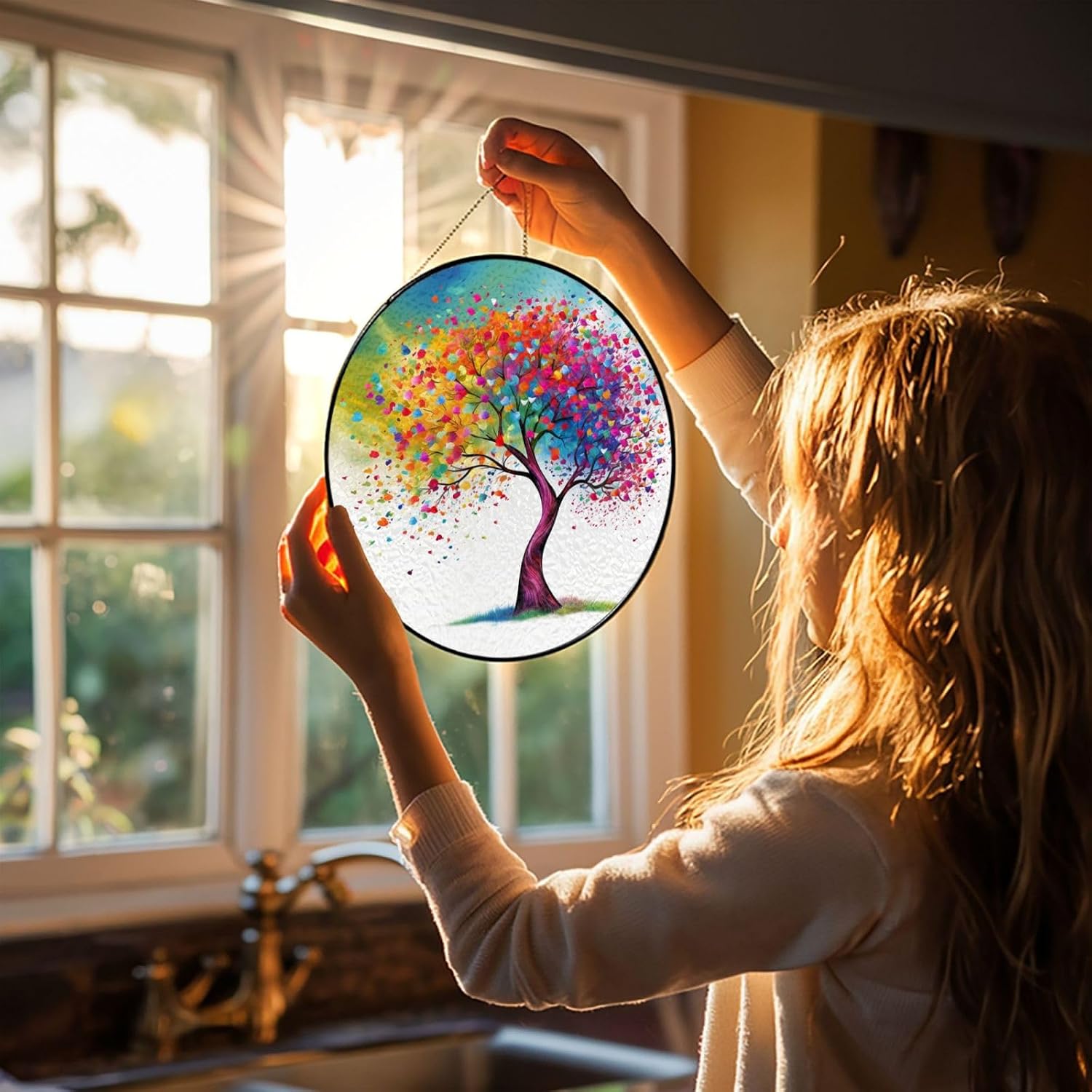 Stained Glass Window Hanging - Personalized Sun Catcher for Home Decor