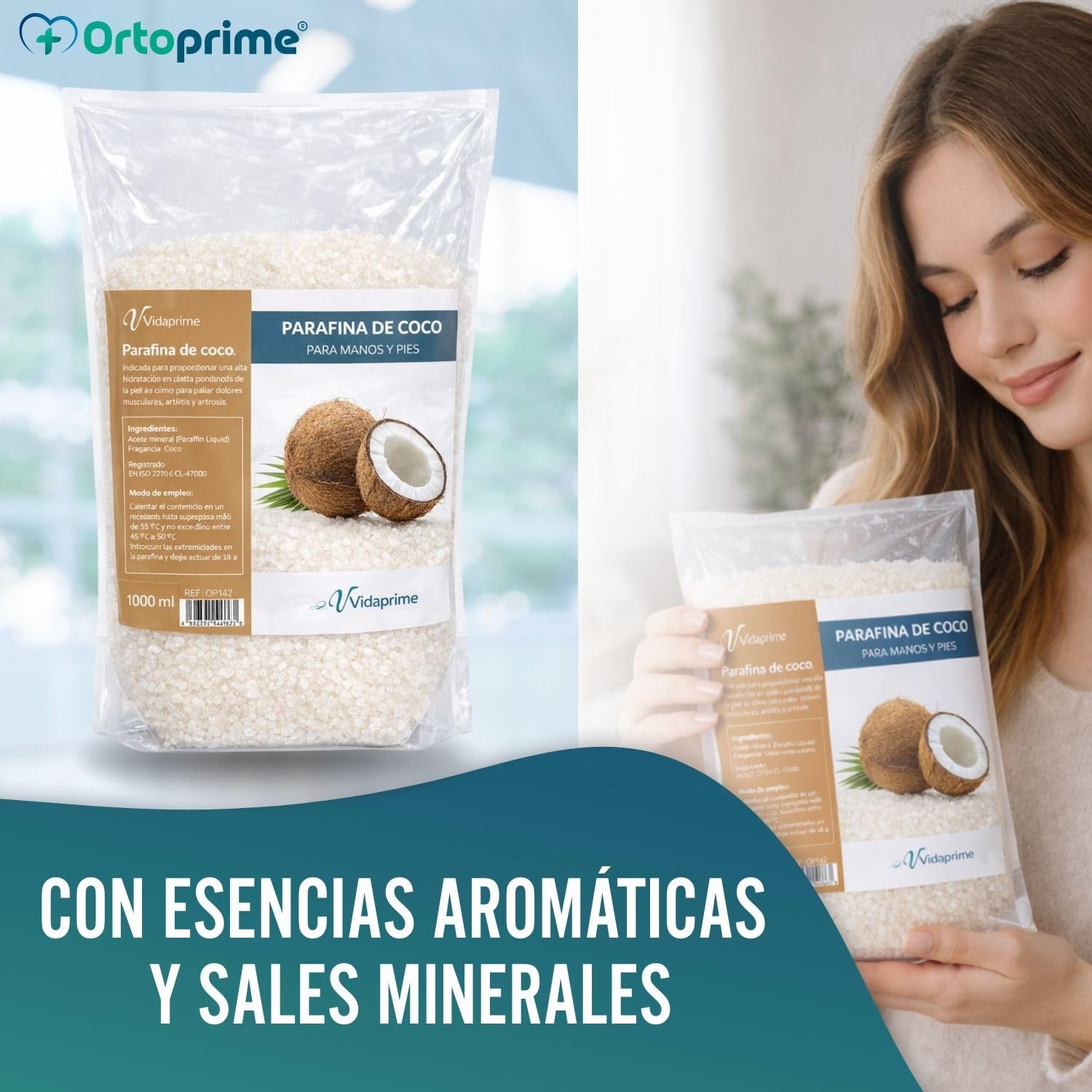 PARAFINA para Manos y Pies REHABILITACIÓN 1000 ml - Masajes de Parafina Esencia de COCO - Baño Parafina PROFESIONAL - Termoterapia Dolor Muscular + Artritis Artrosis Manos y Pies