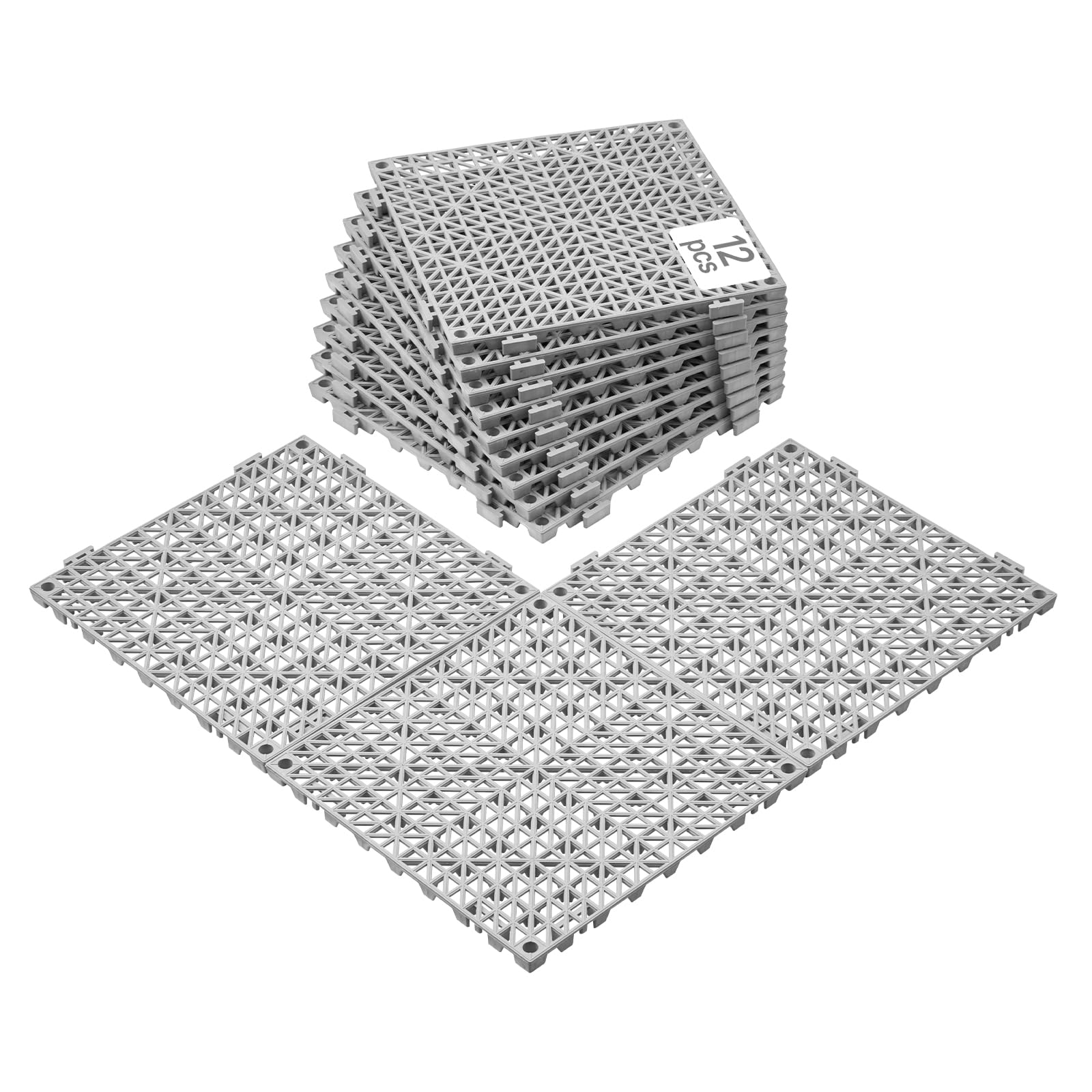 VEVOR Modular Interlocking Cushion, 12 Pack 12" x 12" Splicing Drainage Mats, Soft PVC Interlocking Drainage Floor Tiles, Non-Slip Drainage Holes for Restroom, Bathroom, Kitchen, Pool, Wet Areas, Blac — Amazon image 18