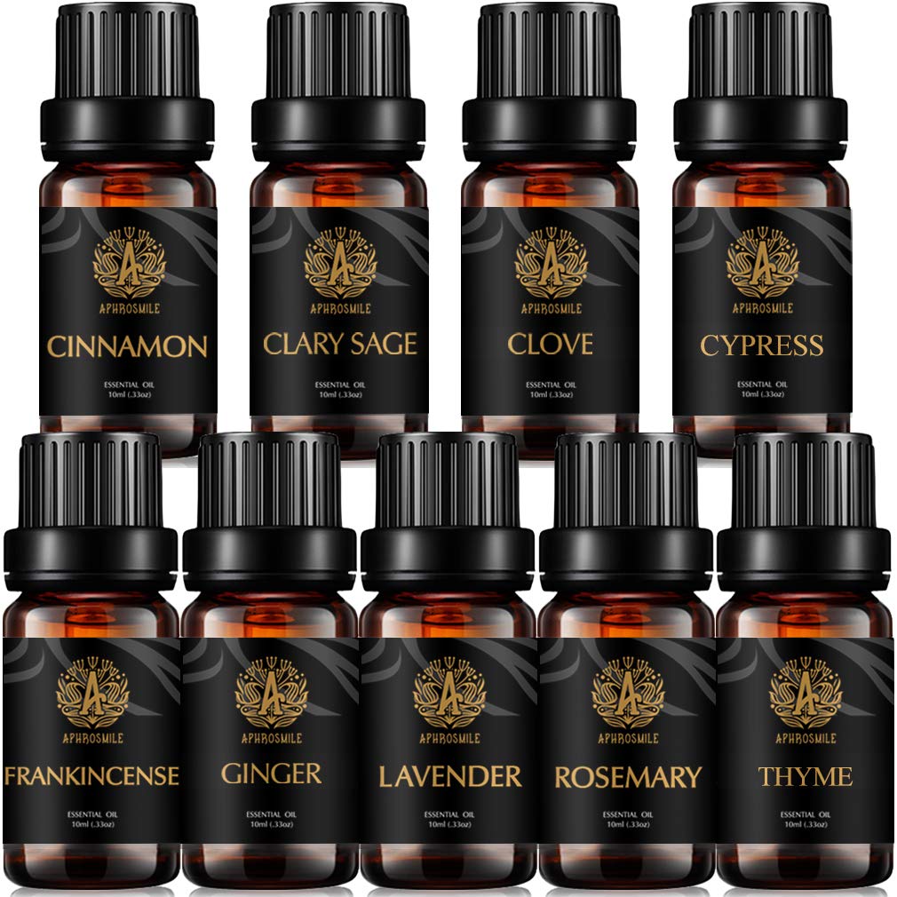 Aromatherapie Zimt ätherisches Öl Set für Diffusor, 100% pure Clary Salbei ätherisches Öl Kit für Hause, 9x10ml Lavendel ätherische Öle Set -Nelken,Zypresse,Ingwer,Thymian Öle...