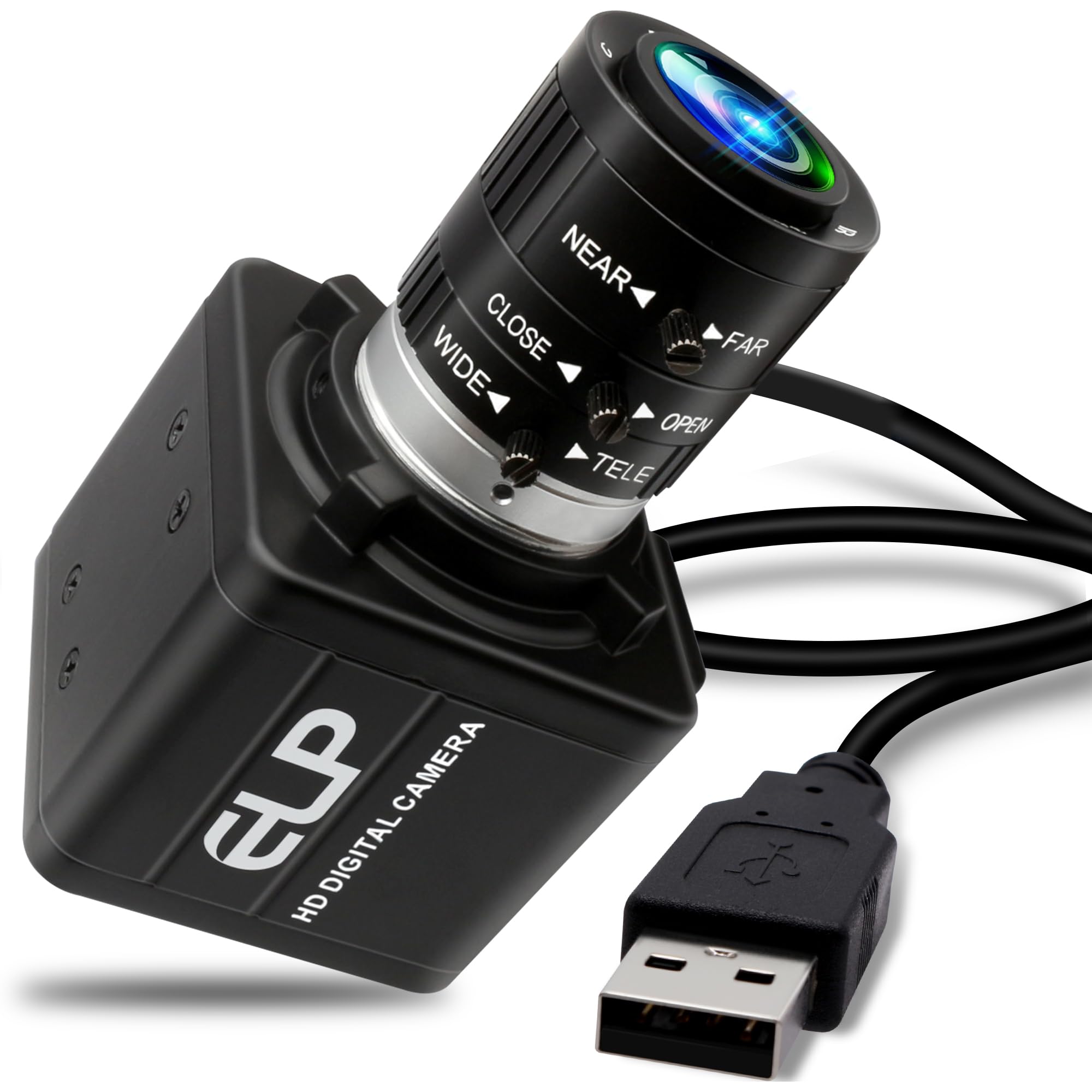ELP 12MP USB Kamera 4K 120fps USB Webcam Hochgeschwindigkeits Golfschwungkamera mit 3 Fach manuellem optischem Zoomobjektiv Nahaufnahme PC Kamera für Live Streaming industrielle Projektbesprechungen