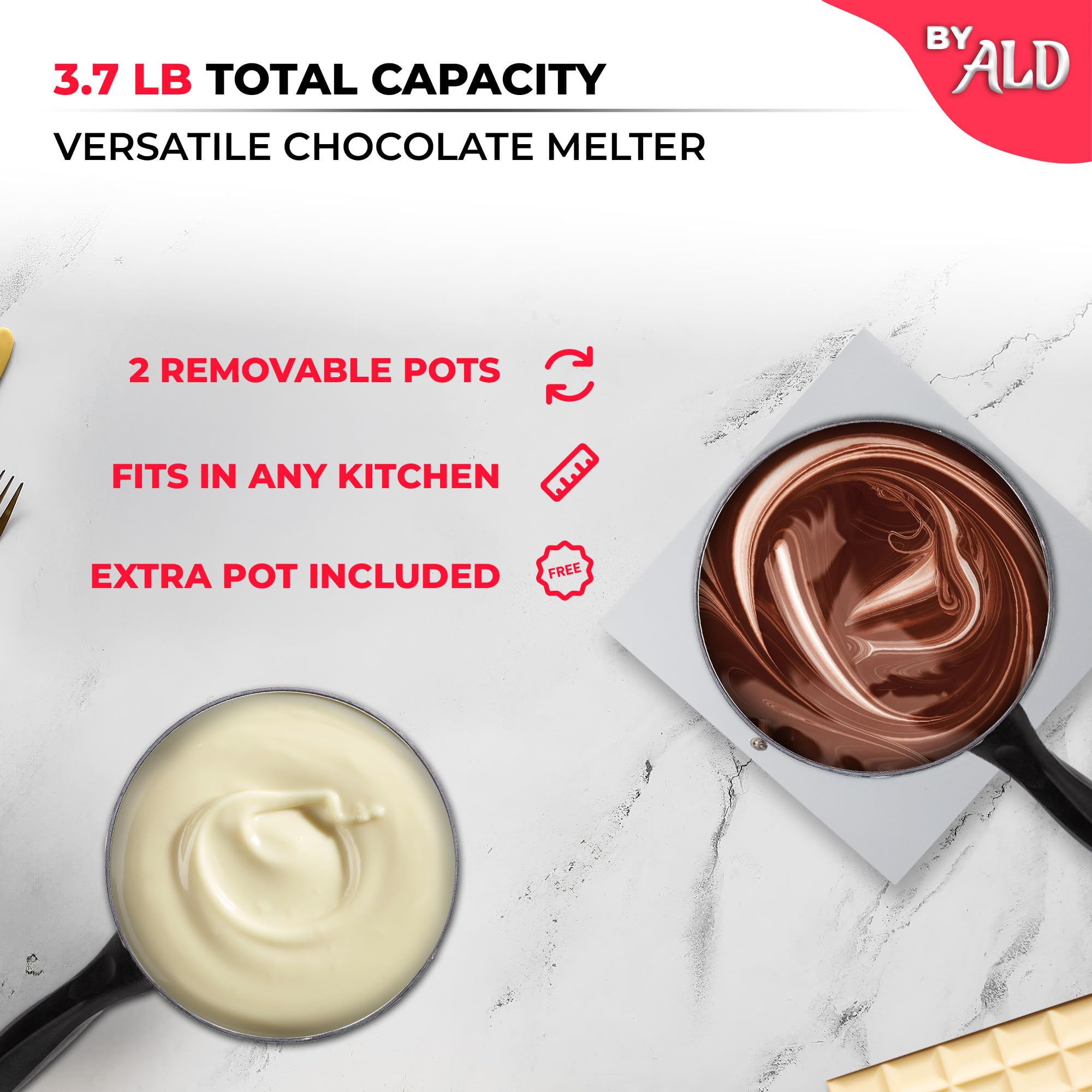 ALDKitchen Chocolate Melter Electric Chocolate Warmer with Temperature Control Stainless Steel 110V Commercial Grade Easy to Use for Candy Baking and Dessert Making 1.2 kg product thumbnail 4