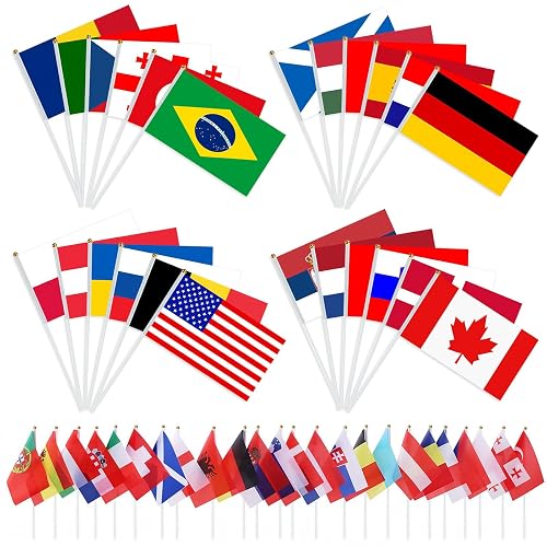 CHRI WM 2026 Handflaggen Set 48 Teilnehmende Länder – Tischflaggen Fan-Set