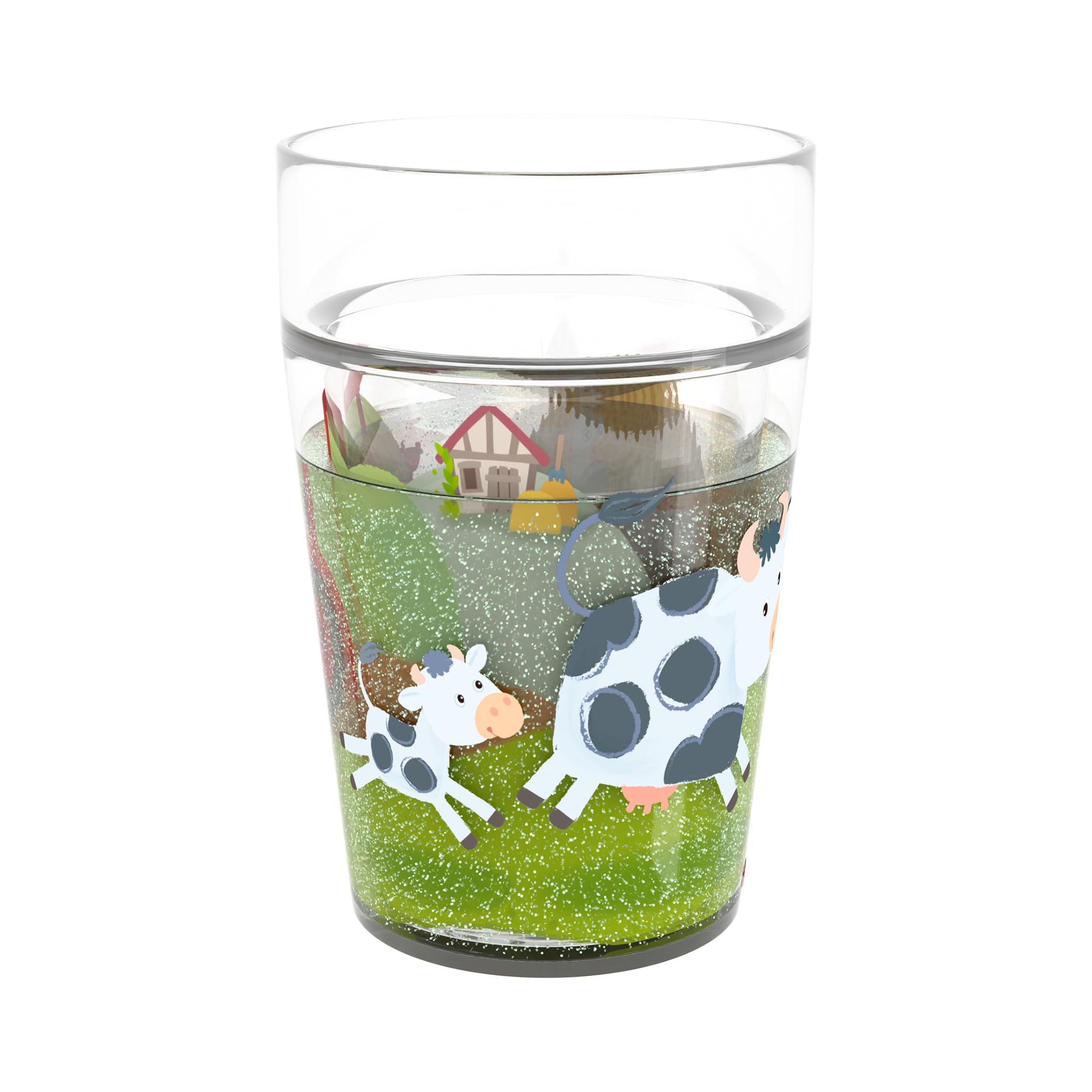 HABA Gobelet à paillettes Ferme – Verre enfant à effet scintillant, motifs animaux, pour l’eau, jus ou thé – incassable, facile à saisir, dès 2 ans – 2012447002