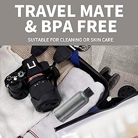 LISAPACK 3.4 oz Travel Bottles for Toiletries, Plastic Travel Size Containers for Shampoo Conditioner TSA Approved, Empty Small Squeeze for Lotion, Leak Proof Mini Liquid Tube for Refillable Black