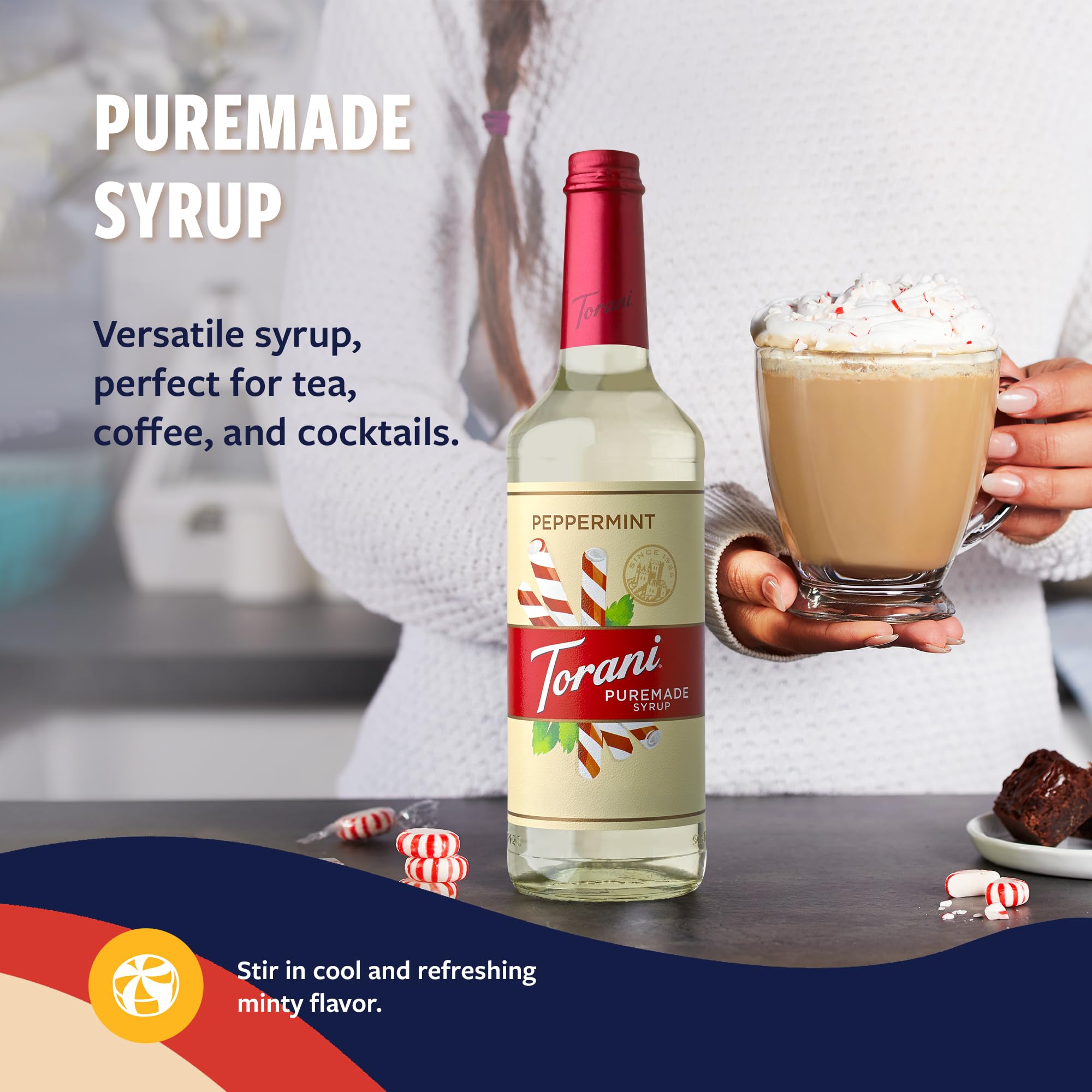 Torani Puremade Syrup Peppermint Flavoring for Drinks Glass Bottle with Pump Included 25 4 Fl Oz — view 4