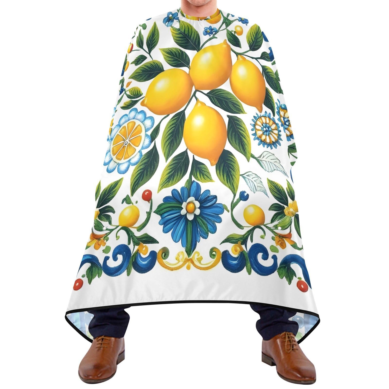 Hezely Lemon Print Hair Dye Cape, Barber Cape for Adults,Waterproof Salon Cape,Waterproof Hairdressing Styling Hair Cutting, 65
