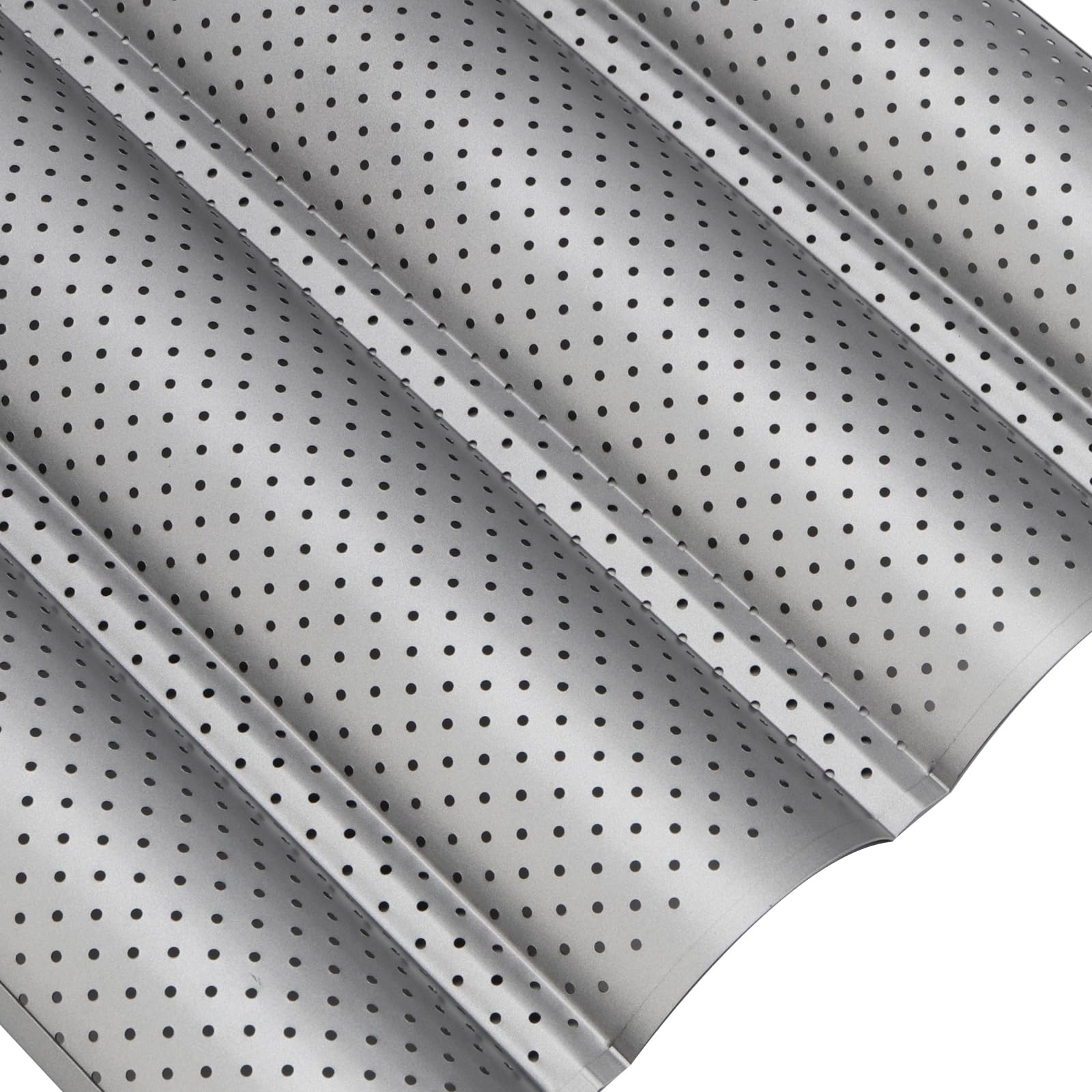 Lot de 2 Moule à Baguettes pour Four - Plaque à Pain Perforée Anti-Adhésif - 38 x 33 x 2,4 cm - Pour Baguettes, Pain Français, Pâtisserie