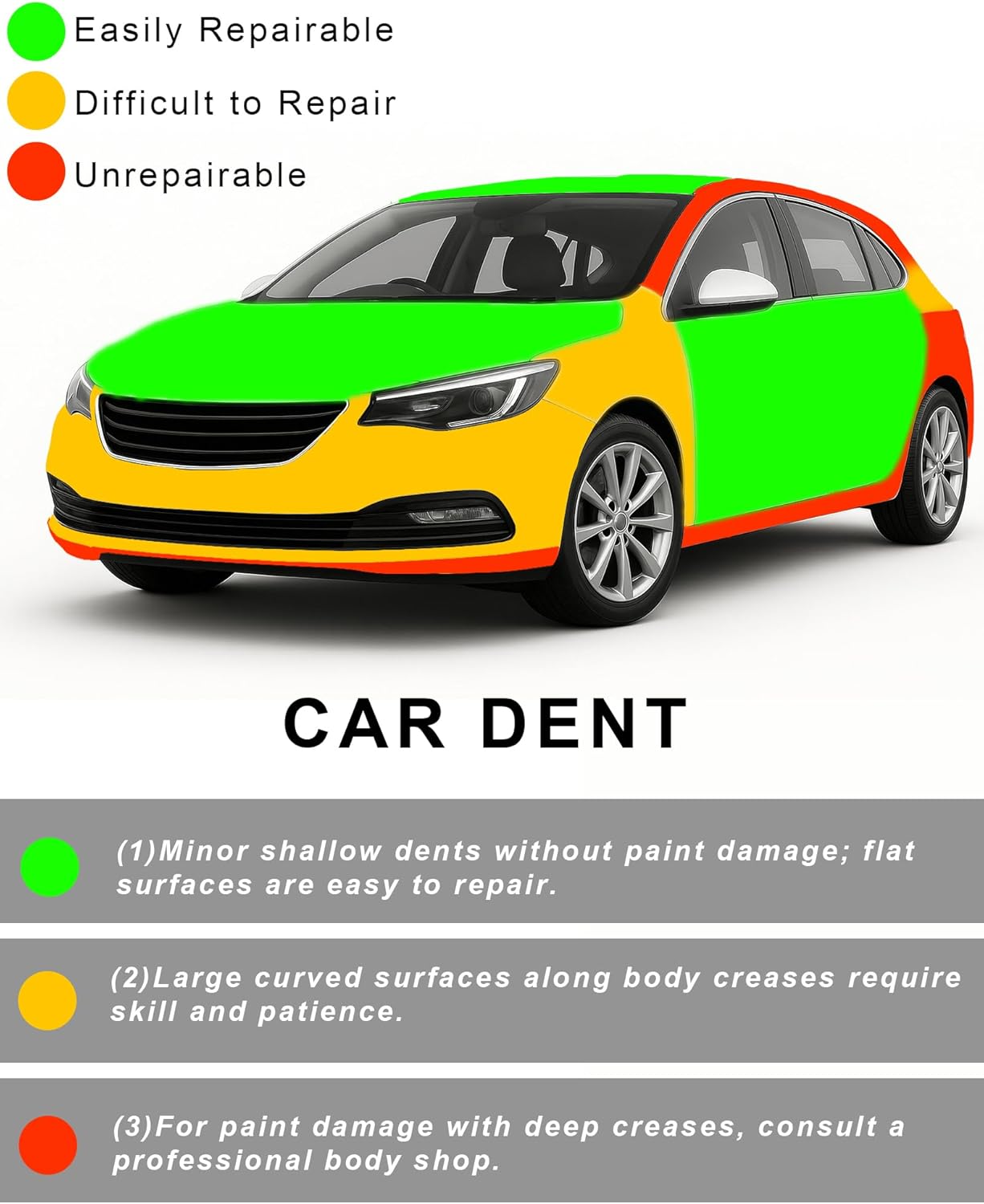 Metal 3 Pack Dent Puller, Car Dent Puller with Cleaning Cloth, Multi-Use Dent Remover Tool for Car, Heavy Duty Car Dent Repair Kit for Hail Damage and Glass Moving