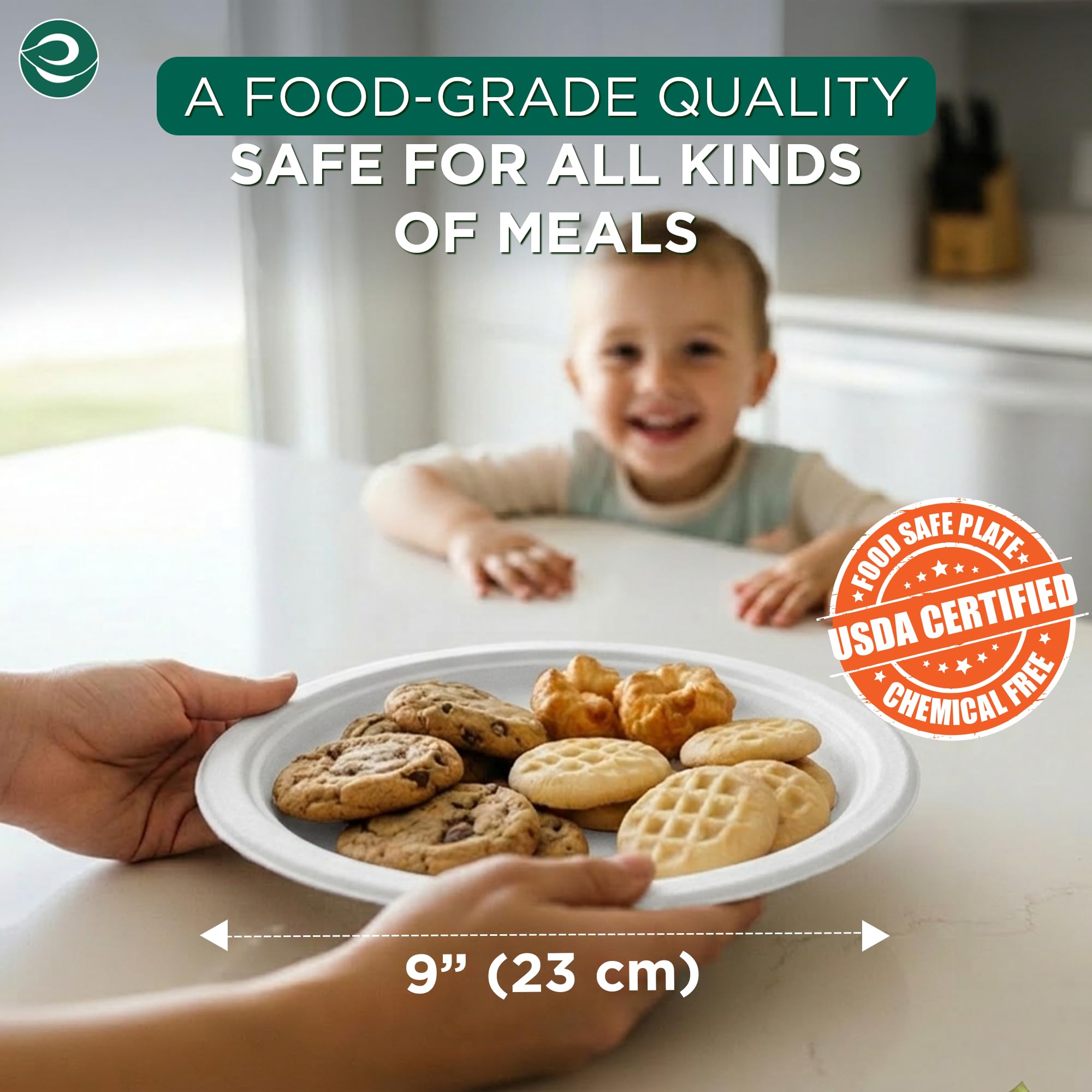 ECO SOUL Lot de 400 assiettes en carton compostables de 22,9 cm biodégradables, robustes, jetables et respectueuses de l'environnement pour dîners et fêtes, mariages, événements (blanc)