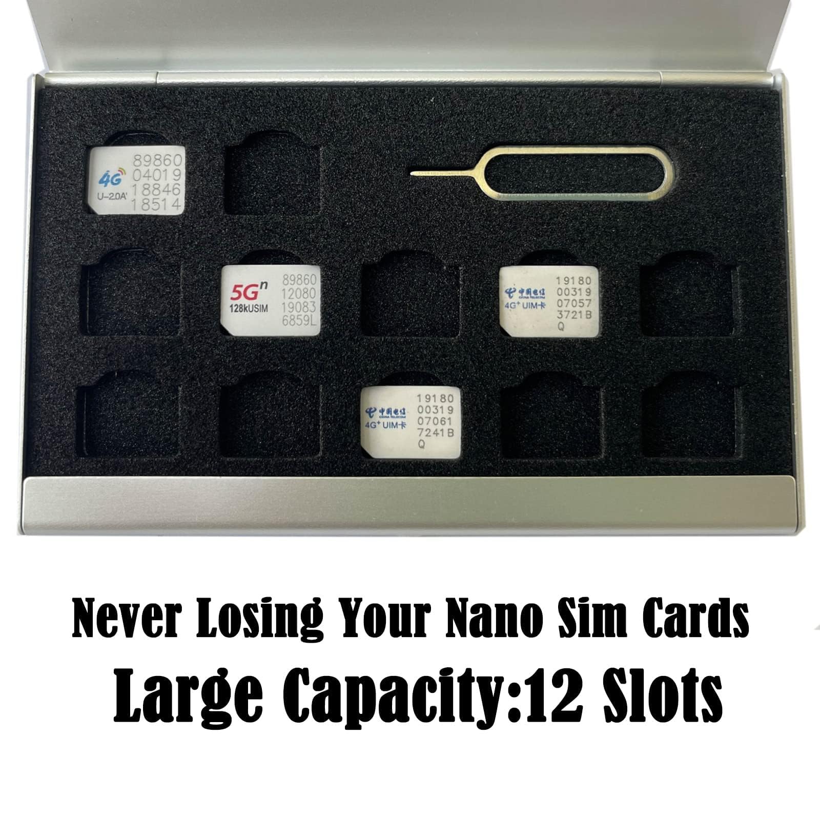 SIM 　　　　　　　　　　　　　　　WM636A Amazon.com: Aluminum SIM Card Case, 12 Slots Ultrathin Nano SIM
