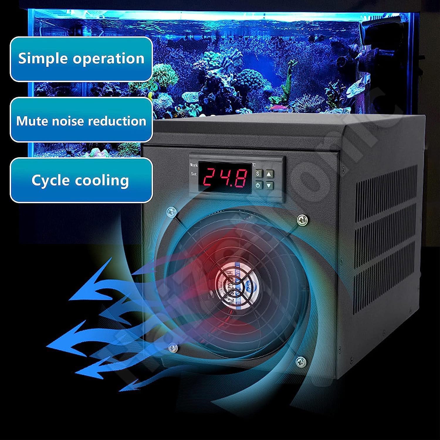 Aquarium Cooler,Aquarium Water Chiller Fish Tank Cooler System,5-40℃ Constant Temperature Device,180w,Sustainable Refrigeration, with Pump,2 M Hose,Cooling 300L