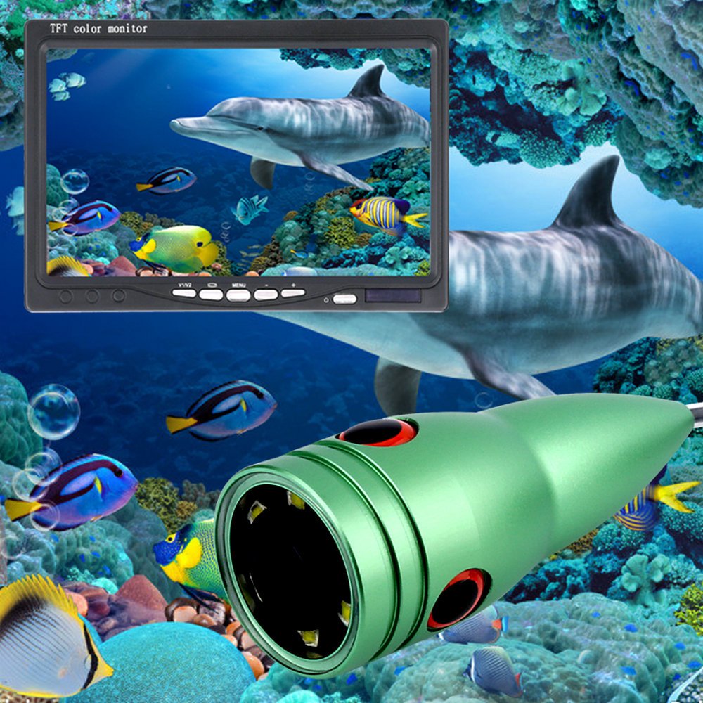 Podwodna kamera wędkarska 15/20/3. 0M 1000TVL. Fish Fisher Underwater Ice Fishing Camera 7" LCD Monitor 6 SZTUK biały PROWADZONY Kamera do łowienia(White LEDs 20M Cable)