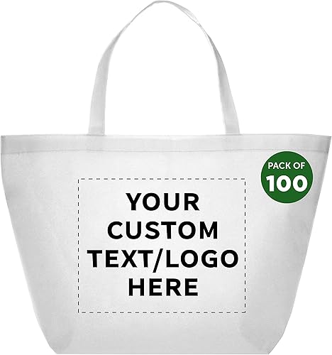 DISCOUNT PROMOS Juego de 100 bolsas personalizadas de estilo sureño para comestibles, paquete a granel personalizado, bolsas de compras y