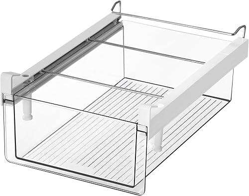 Organizador grande de cajones de nevera de 14 a 20 pulgadas, cajón de estante inferior para refrigerador, almacenamiento extra profundo, carne,