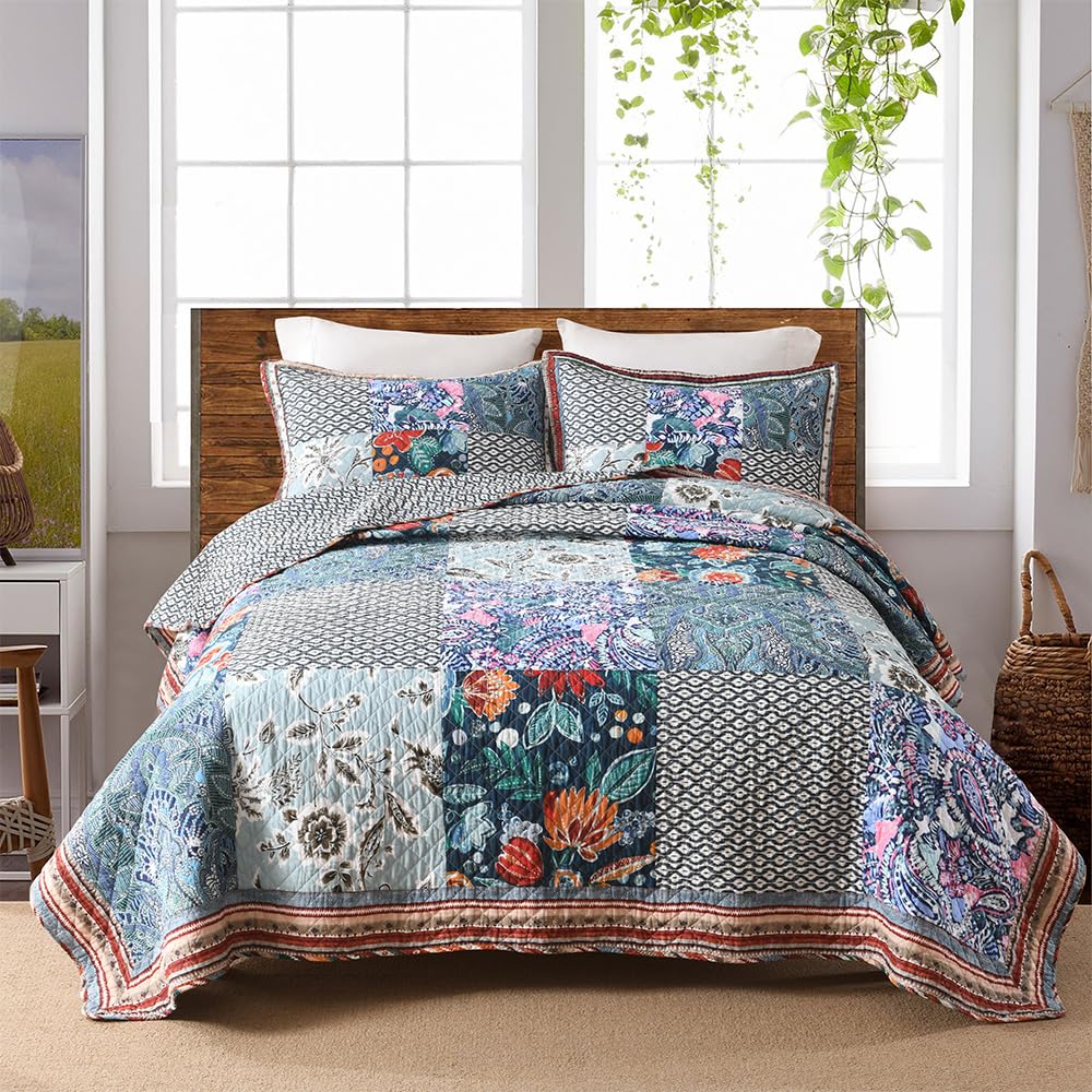 Photo 1 of VISIMISI King Size 3-Piece Floral Patchwork Quilt Set