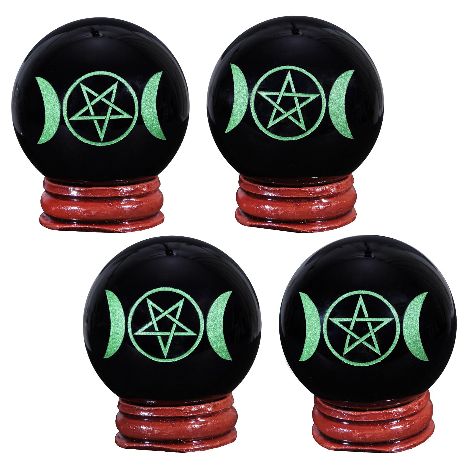Nupuyai 1.9" Engraved Symbol Obsidian Crystal Ball with Stand - Image 3
