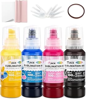 Printers Jack Sublimation Ink & 150 Sheet Sublimation Paper 8.5x11’’ 120G, Heat Tape Compatible for Inkjet Printer ET-2800 ET-15000 ET-2803 ET-2760 ET-2400 ET-4700 ET-4800 ET-2720
