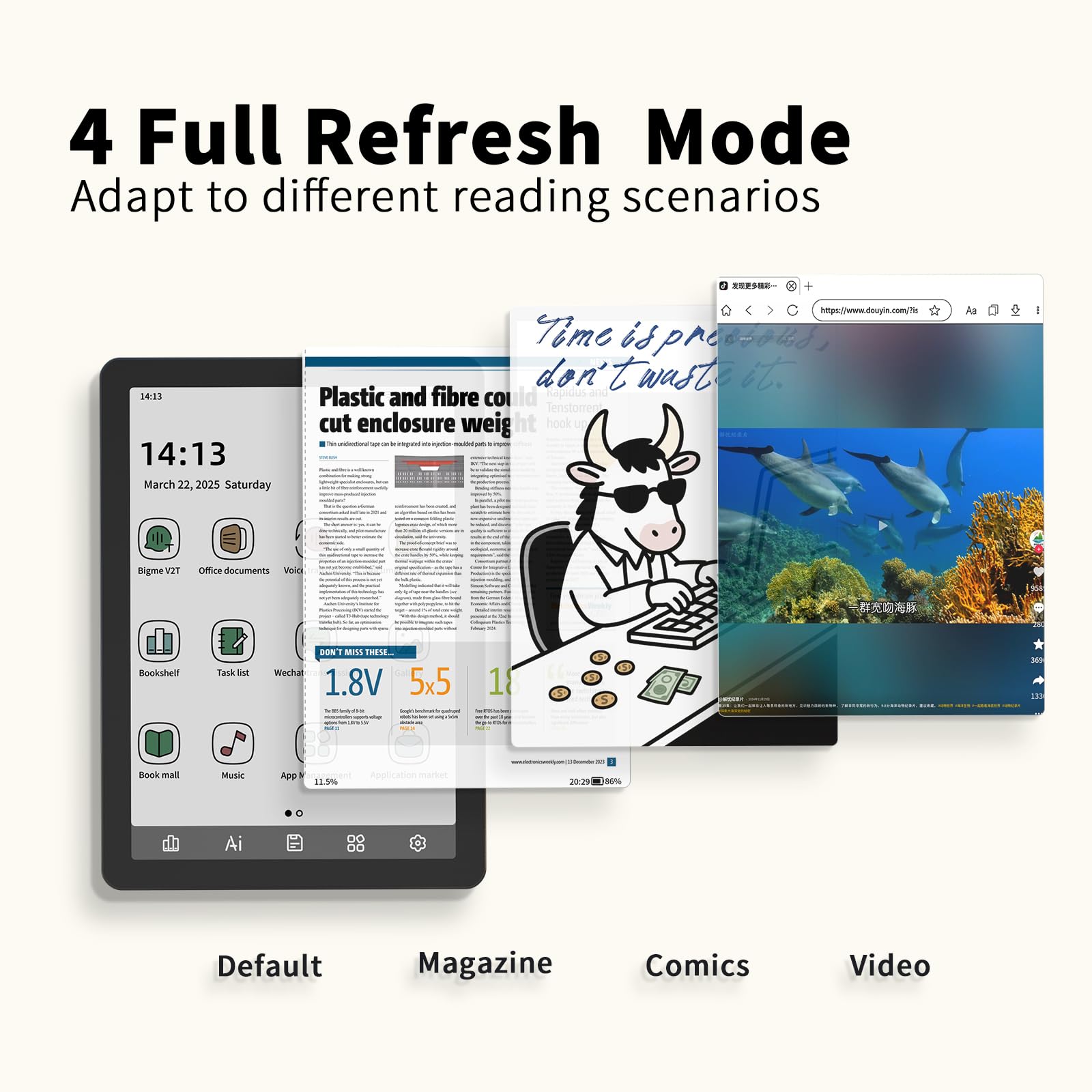 Bigme B6 Color E-Reader, E-Ink eBook Readers 6 Inch Colour eReaders Digital ePaper Tablet with Android 14, 4G+64GB, Adjustable Front Light Android eReader Device with Audiobook Black - 3