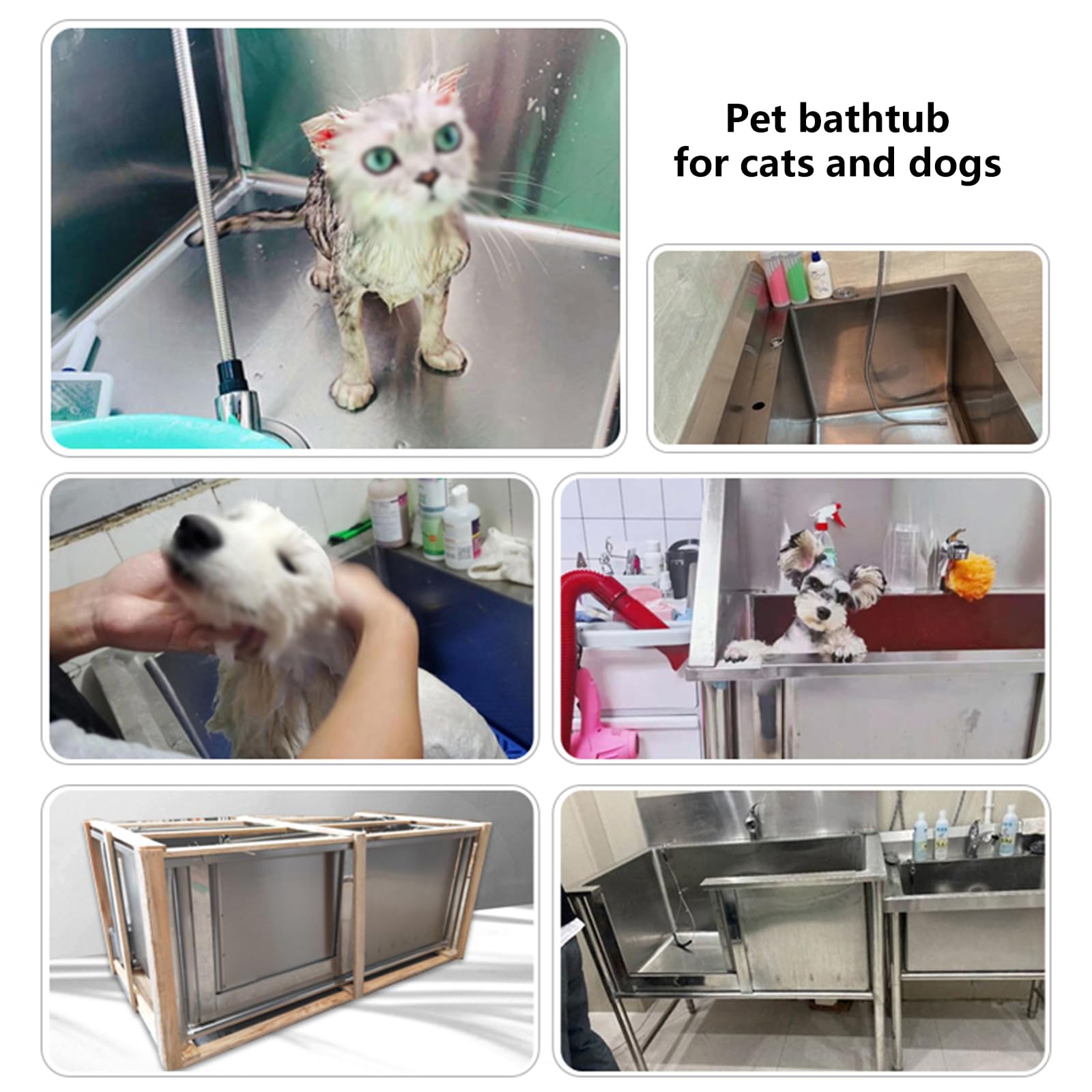 Vasca Per Cani In Acciaio Inossidabile 80cm – Con Porta Scorrevole, Rubinetto Acqua Calda/fredda