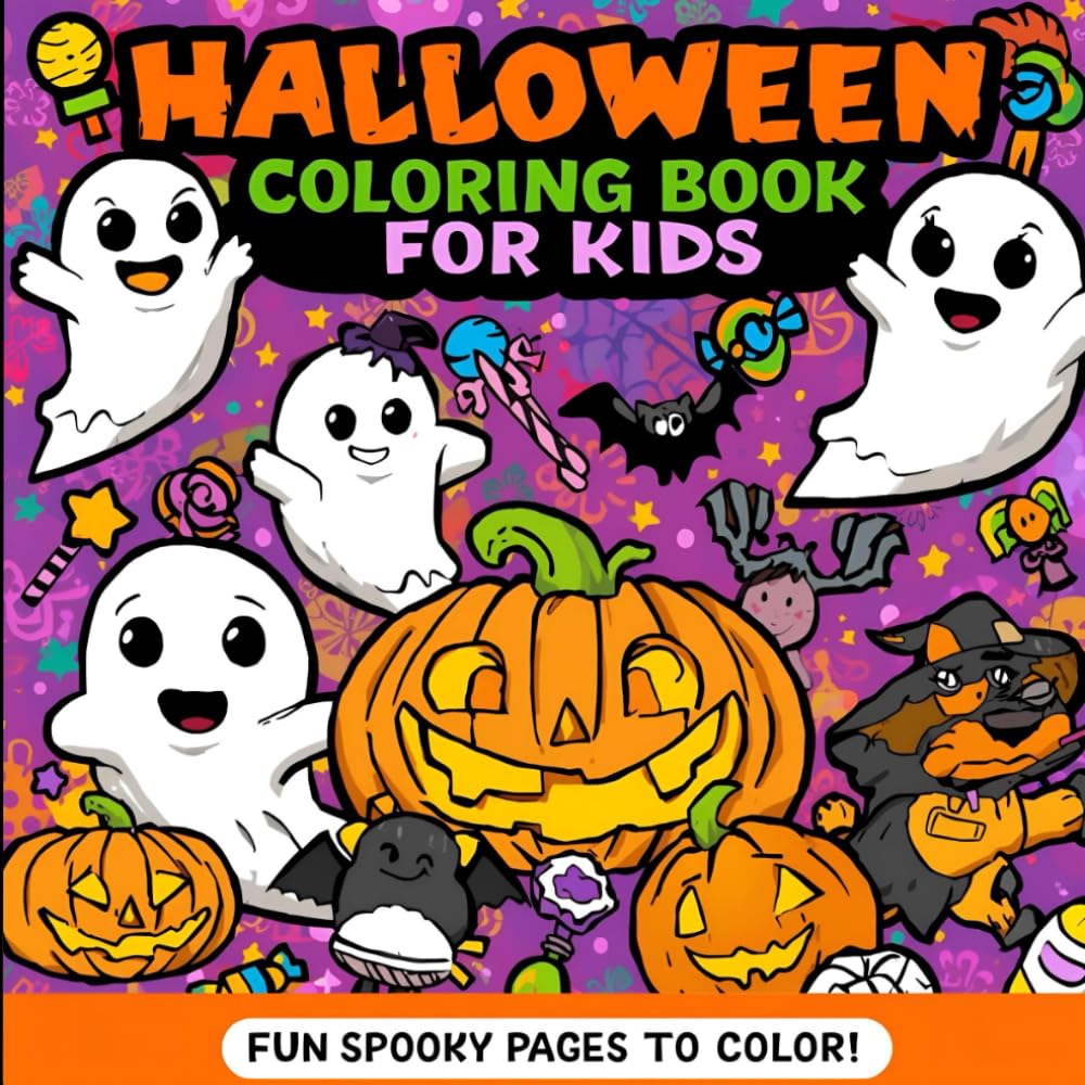 Cute Halloween Coloring Book for Kids: Adorable Ghosts, Smiling Pumpkins, and Sweet Monsters for Spooky Fun!