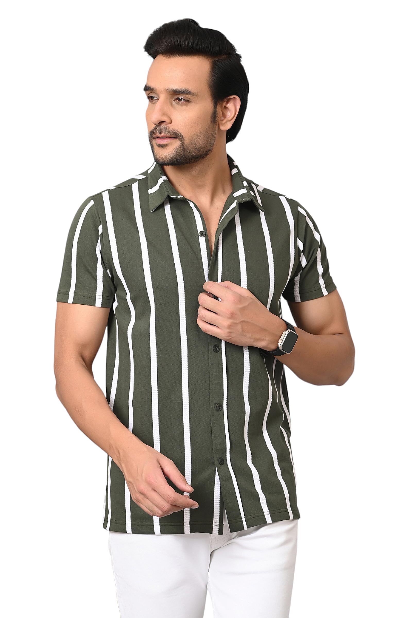 arbour Men Slim Fit Striped Collar Casual Shirt-picture-42