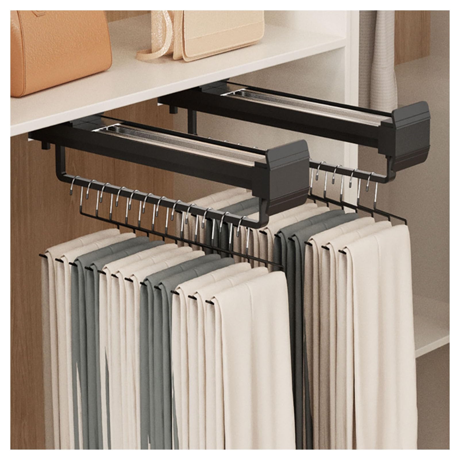 Porte-pantalons coulissant organisateur de dressing suspendu 50cm